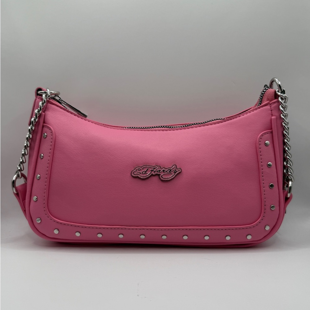 Ed Hardy Vibrant Pink Studded Shoulder Bag and cross body